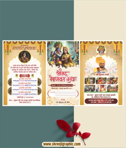 Shrimad Bhagwat Katha Invitation Card Design CDR File